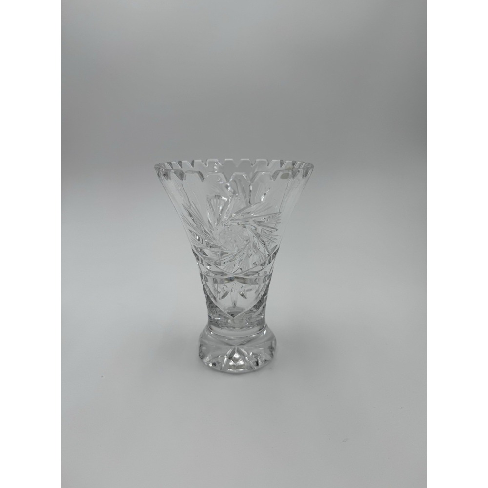Vintage Led Cut‎ Crystal Bud Vase 6" Inch Tall Scalloped Edge